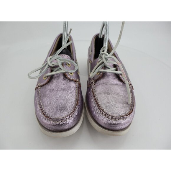 Sebago Seashell Two Eye Loafer Womens 8.5M Pink Metallic Comfort Moc Toe Flat - Picture 3 of 13